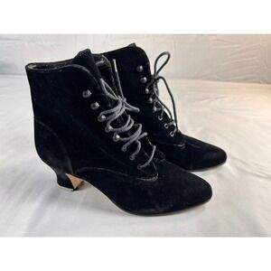 Calico Women Boots Size 6.5 Black Suede Lace Up Ankle Boots Vintage Chic